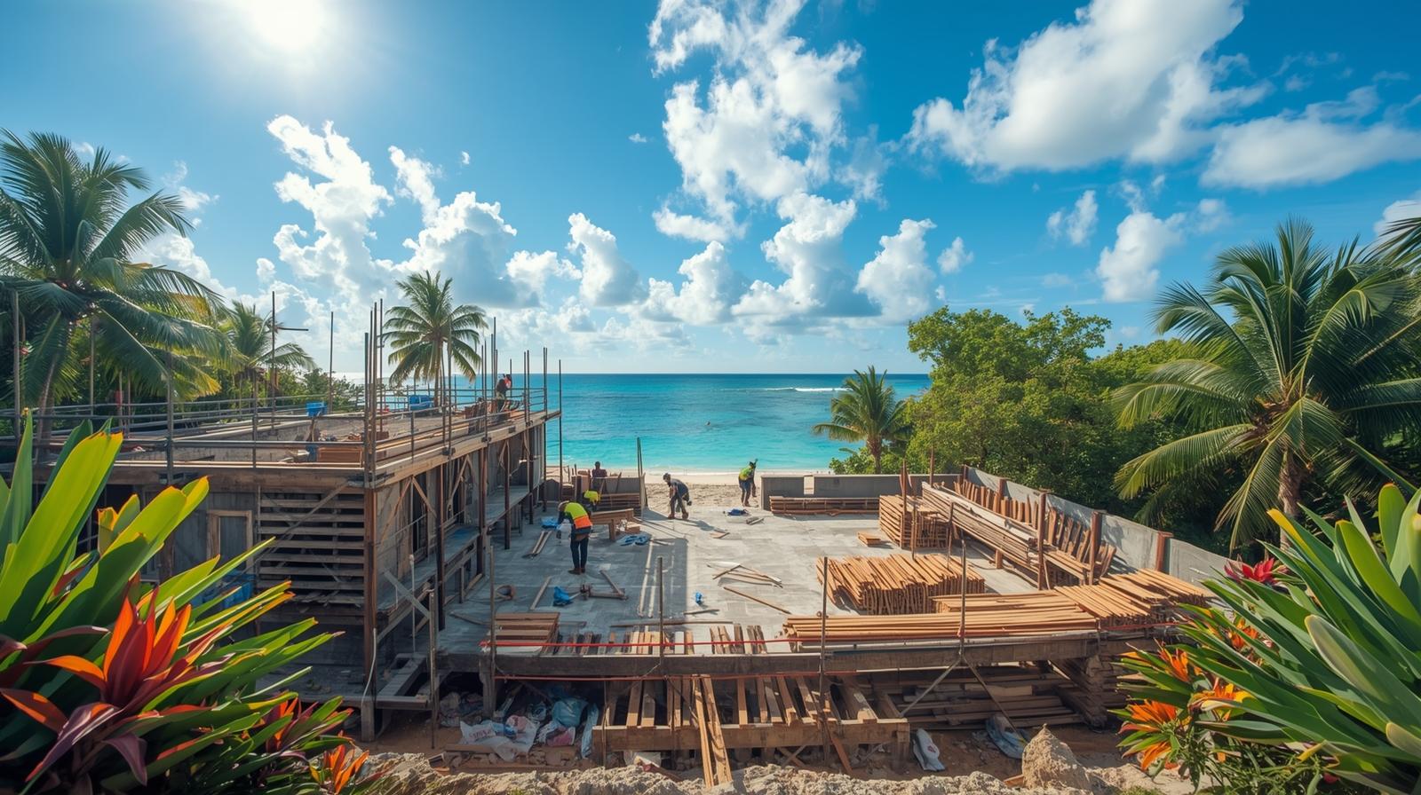 caribbean construction site, tropical building project